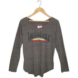 New State Of Mine Louisiana Long Sleeve Groovy Arching Rainbow Heathered Gray S